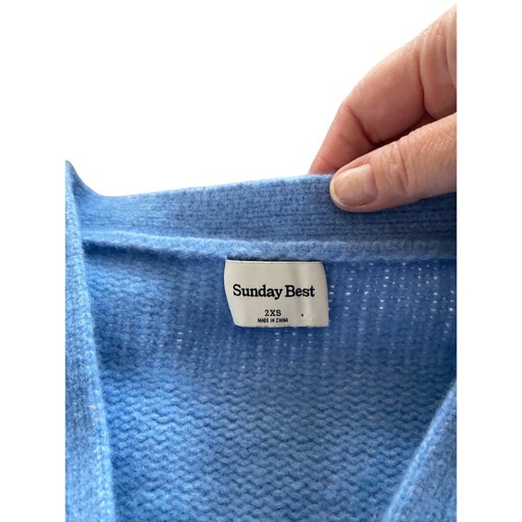 Aritzia Sunday Best Crop Cardigan Blue Size 2XS - Picture 3 of 12